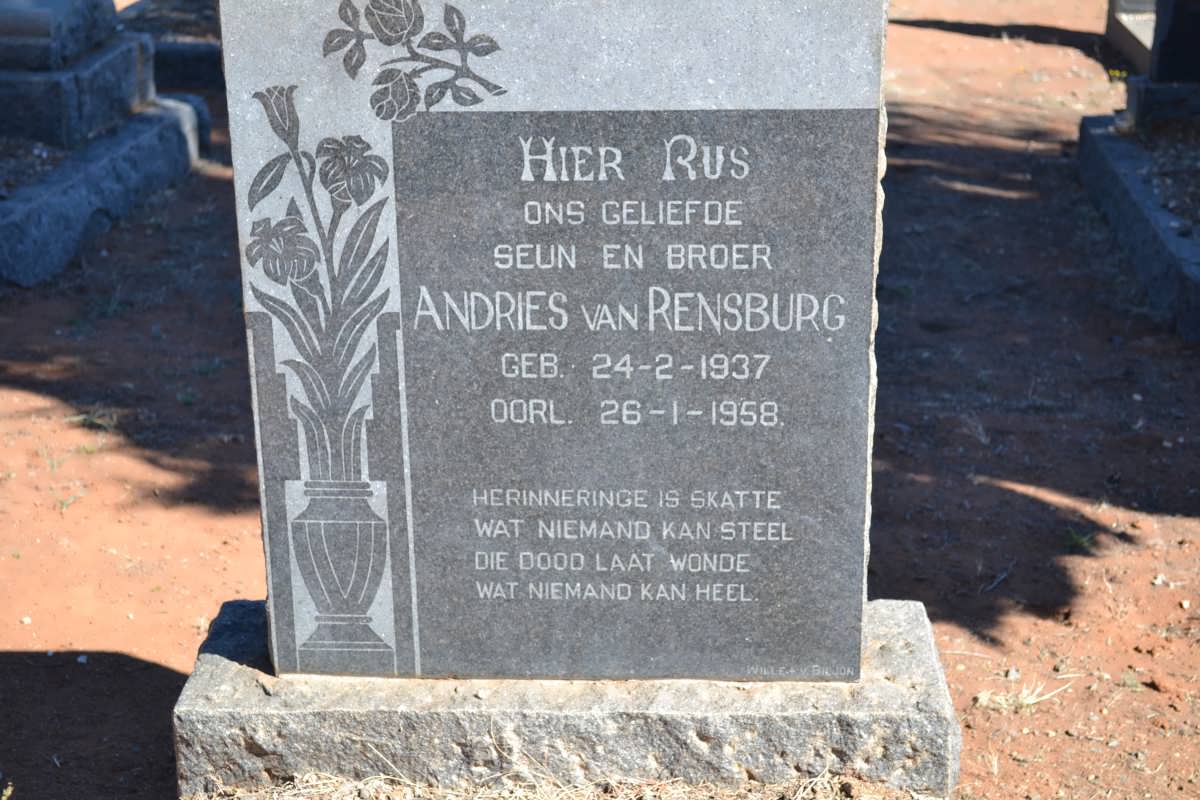 RENSBURG Andries, van 1937-1958