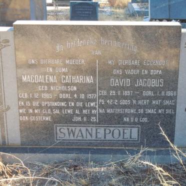 SWANEPOEL David Jacobus 1897-1968 &amp; Magdalena Catharina NICHOLSON 1905-1977