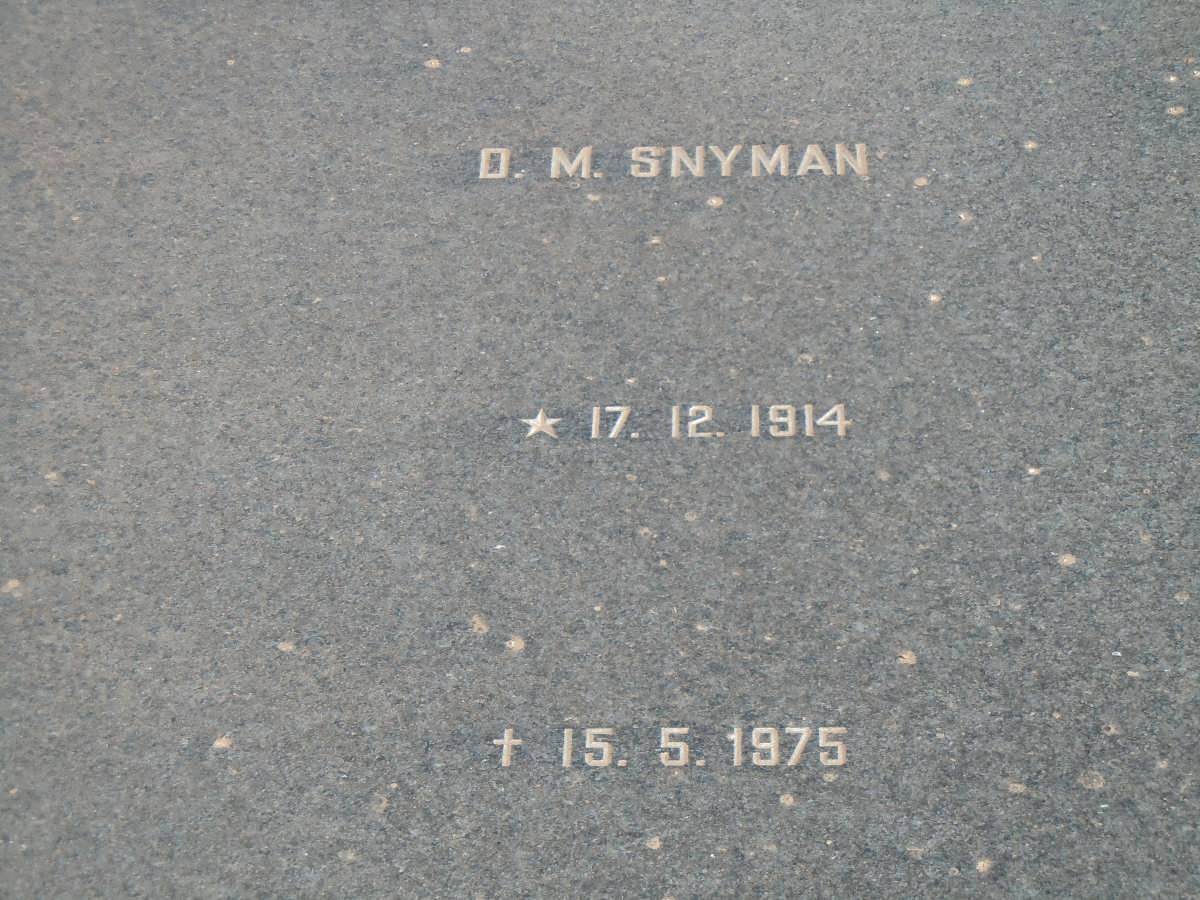 SNYMAN D.M. 1914-1975