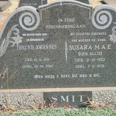 SMIT Theunis Johannes 1919-2000 &amp; Susara M.A.E. ELLIS 1923-1978
