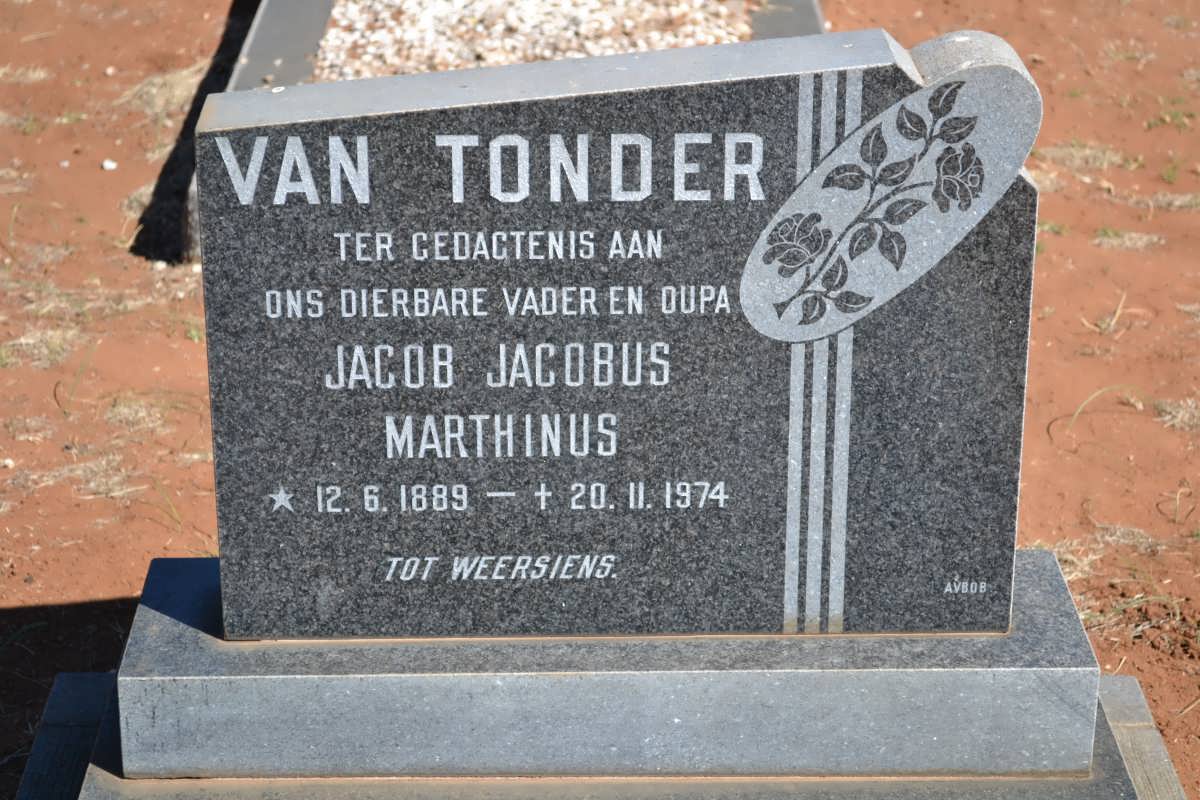 TONDER Jacob Jacobus Marthinus, van 1889-1974