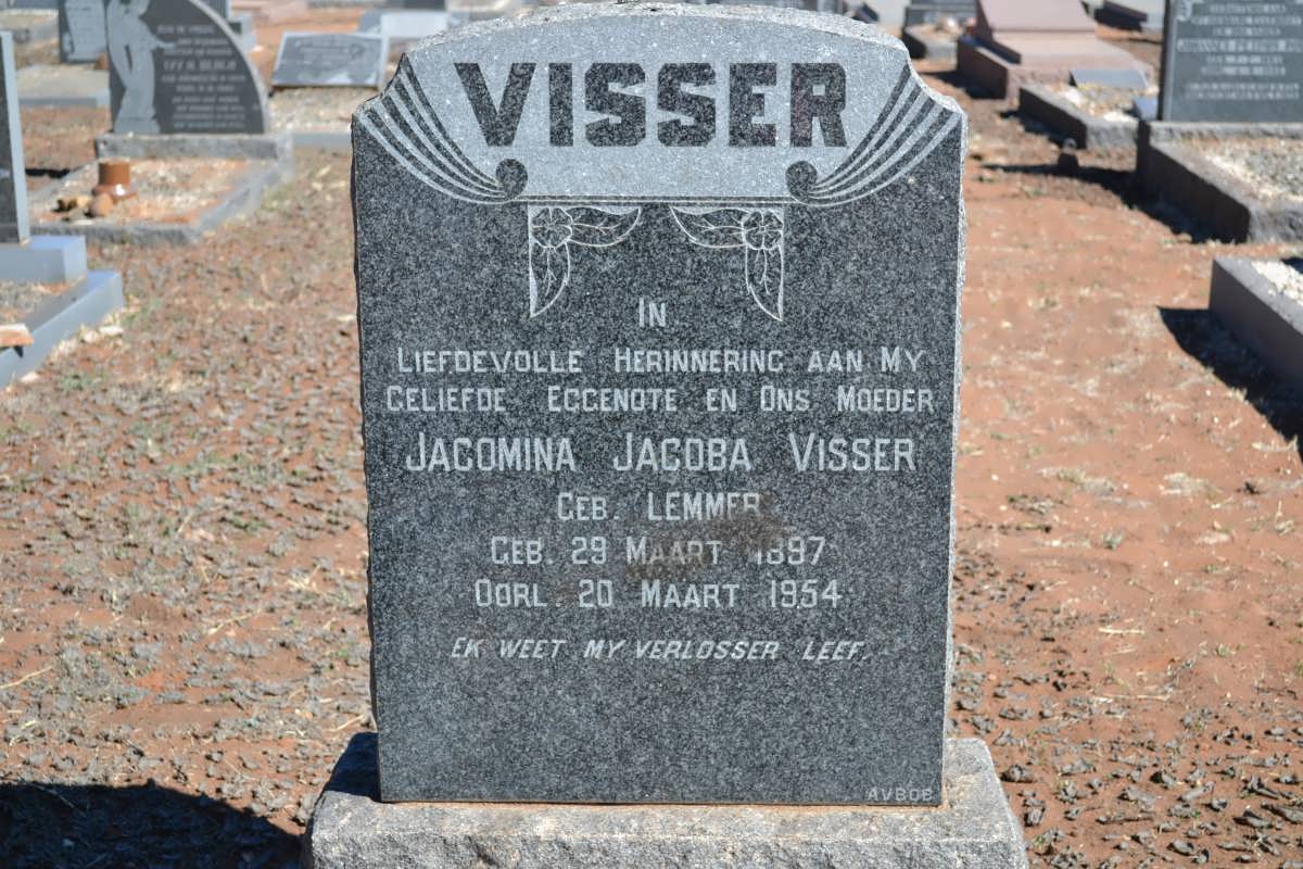 VISSER Jacomina Jacoba nee LEMMER 1897-1954