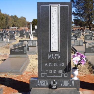 VUUREN Maryn, Jansen van 1919-2011