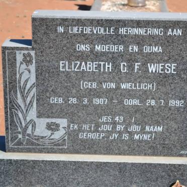 WIESE Elizabeth C.F. nee VON WIELLIGH 1907-1992