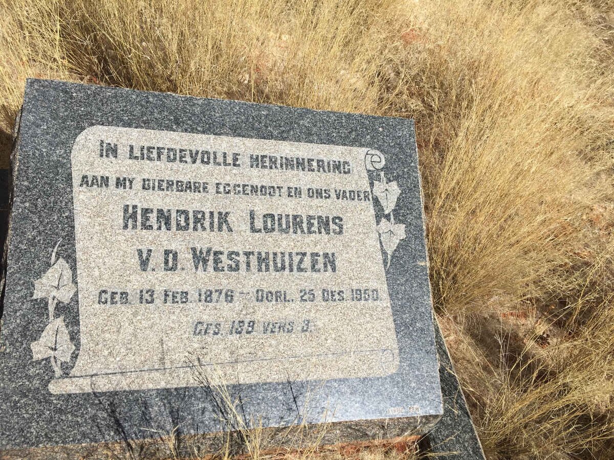 WESTHUIZEN Hendrik Lourens, v.d. 1876-1950
