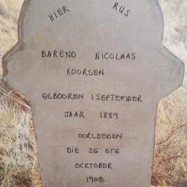 KOORSEN Barend Nicolaas 1889-1908