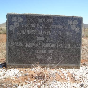 LINDE Johannes Alwyn, v.d. -1910 &amp; Barbara Jacomina Margaretha DU TOIT -1921