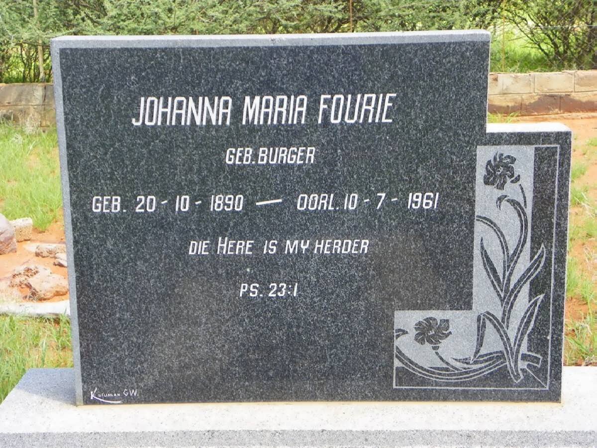 FOURIE Johanna Maria nee BURGER 1890-1961