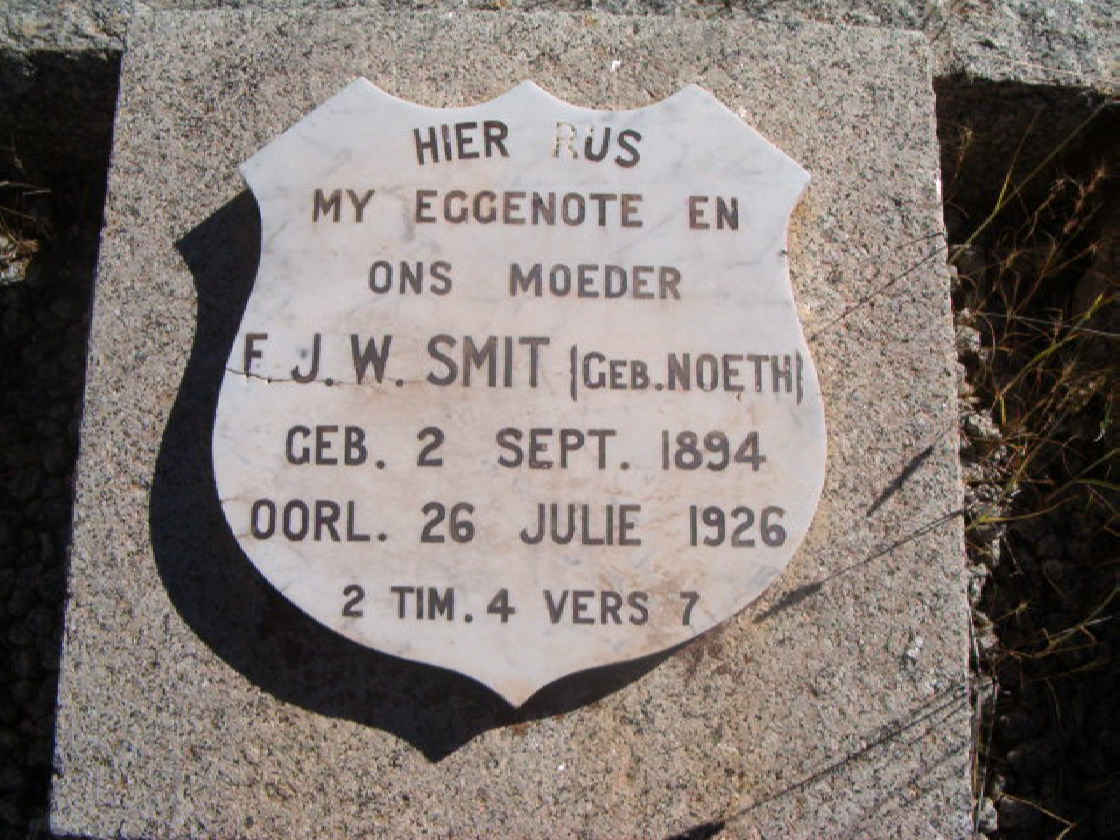 SMIT F.J.W. neé NOETH 1894-1926