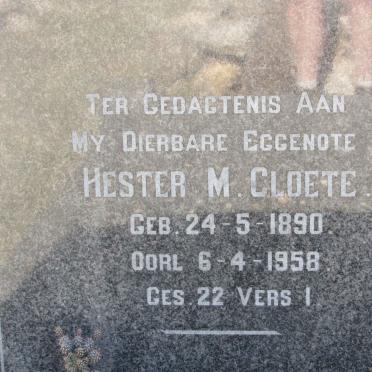 CLOETE Hester M. 1890-1958