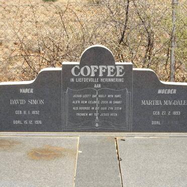COFFEE David Simon 1892-1976 &amp; Martha Magdalena 1893-