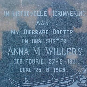 WILLERS Anna M. nee FOURIE 1921-1965