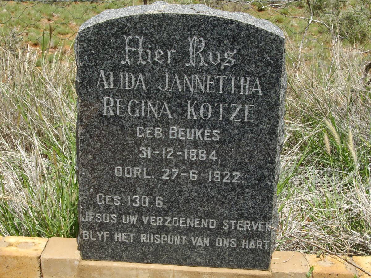 KOTZE Alida Jannettha Regina nee BEUKES 1864-1922