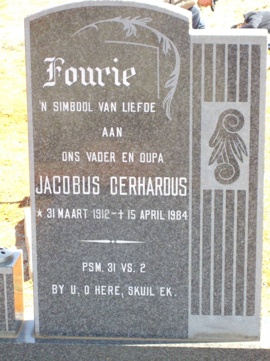 FOURIE Jacobus Gerhardus 1912-1984