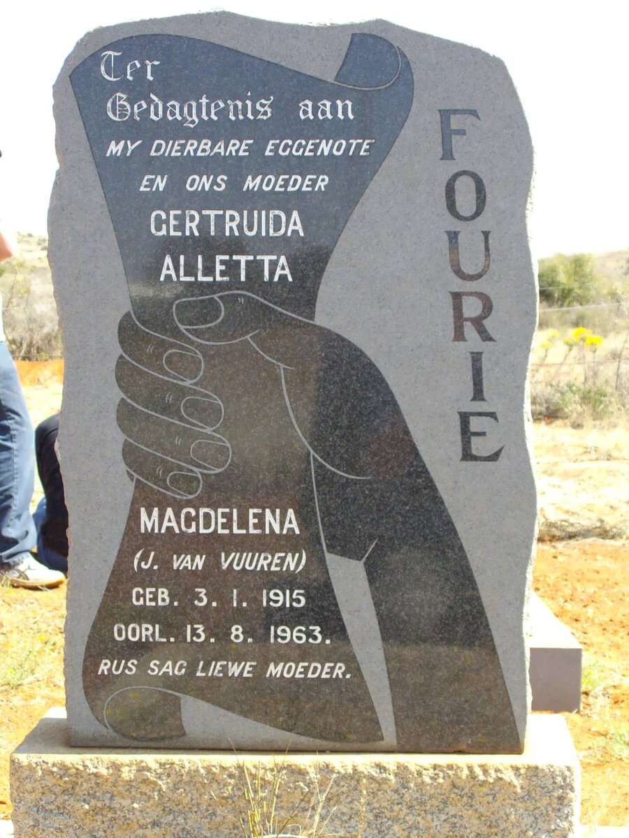 FOURIE Gertruida Alletta Magdelena nee J. VAN VUUREN 1915-1963
