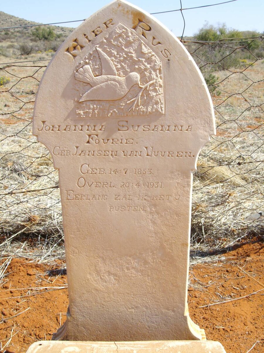 FOURIE Johanna Susanna nee JANSEN VAN VUUREN 1853-1931