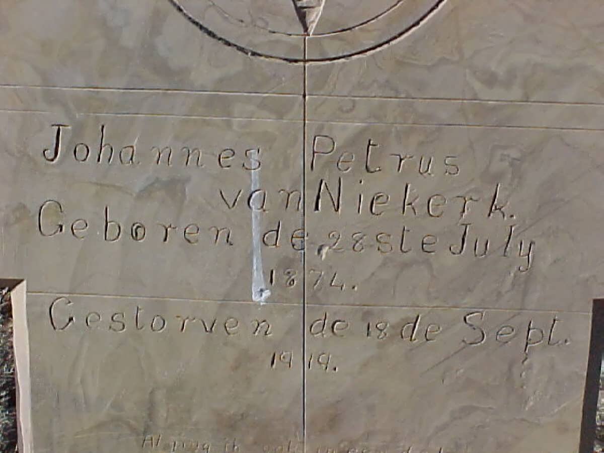 NIEKERK Johannes Petrus, van 1874-1919