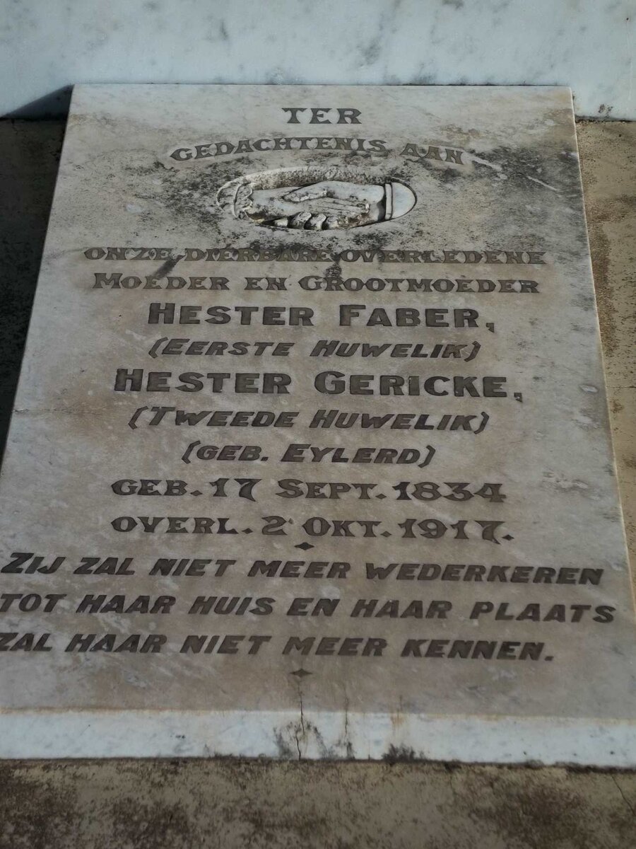 FABER Cornelis Jacobus 1833-1890 &amp; Hester GERICKE voorheen FABER nee EYLERD 1834-1917