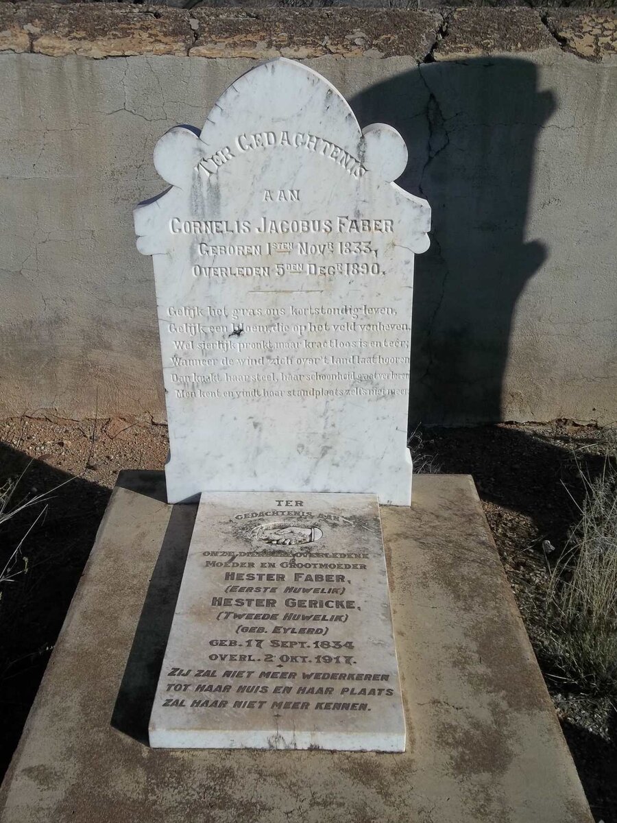FABER Cornelis Jacobus 1833-1890 &amp; Hester GERICKE voorheen FABER nee EYLERD 1834-1917