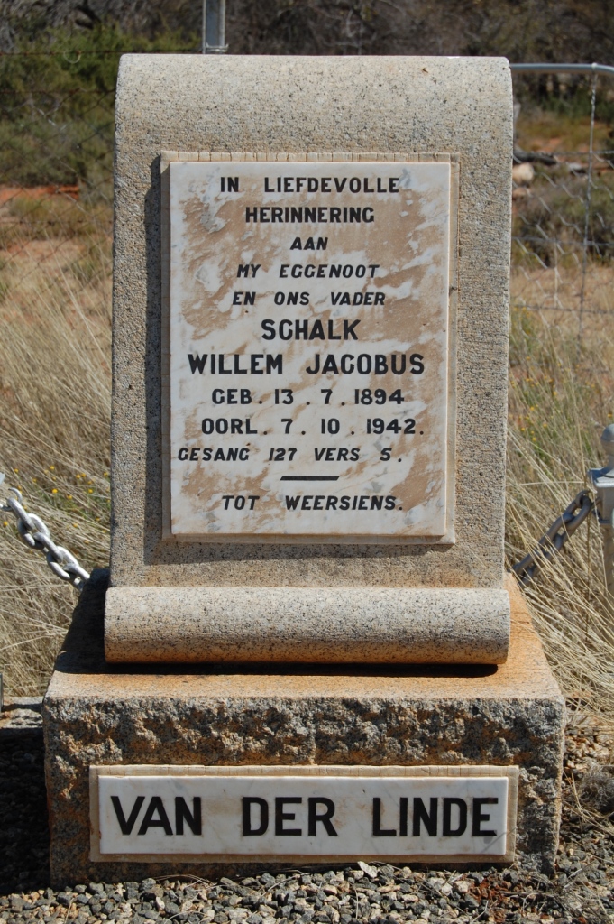 LINDE Schalk Willem Jacobus, van der 1894-1942