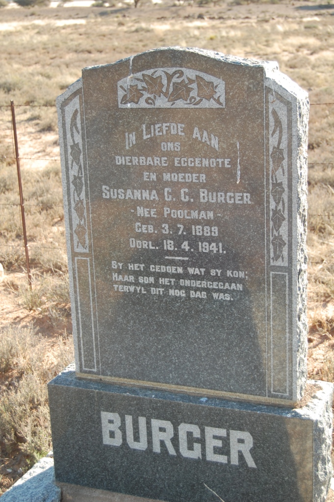 BURGER Susanna G.C. nee POOLMAN 1889-1941