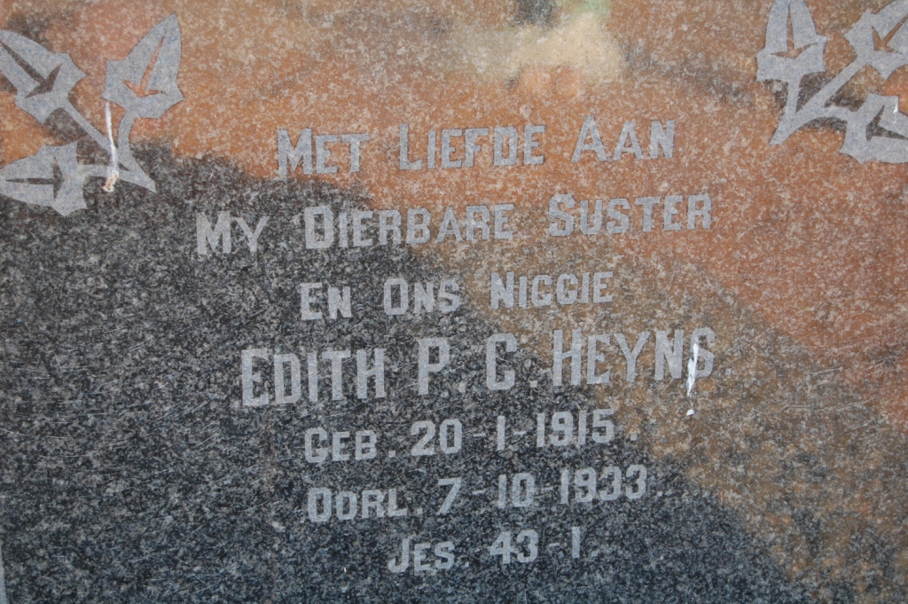 HEYNS Edith P.C. 1915-1933
