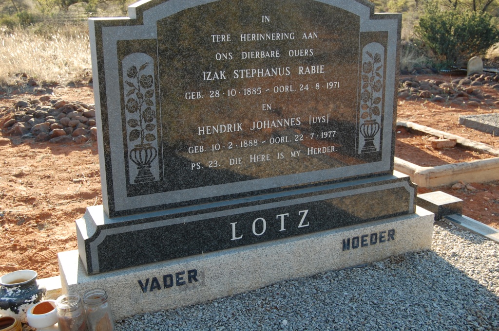 LOTZ Izak Stephanus Rabie 1885-1971 &amp; Hendrik Johannes UYS 1888-1977