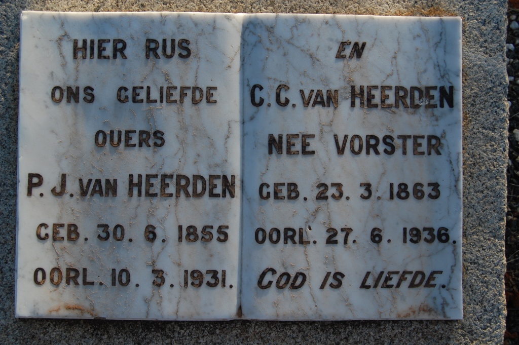 HEERDEN P.J., van 1855-1931 &amp; C.C. VORSTER 1863-1936