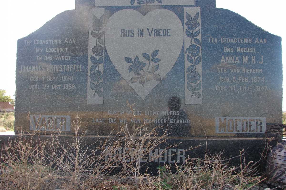 KOEKEMOER Johannes Christoffel 1878-1959 &amp; Anna M.H.J. VAN NIEKERK 1874-1947