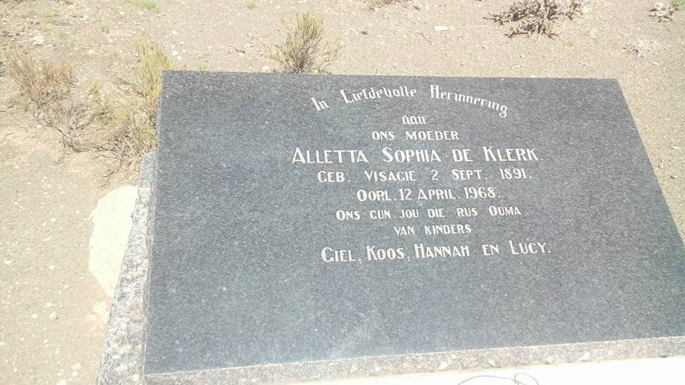 KLERK Alletta Sophia, de nee VISAGIE 1891-1968