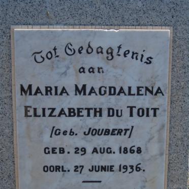 TOIT Maria Magdalena Elizabeth, du nee JOUBERT 1868-1936