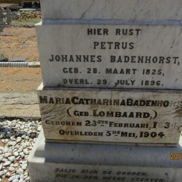 BADENHORST Petrus Johannes 1825-1896 &amp; Maria Catharina LOMBARD 1834-1904