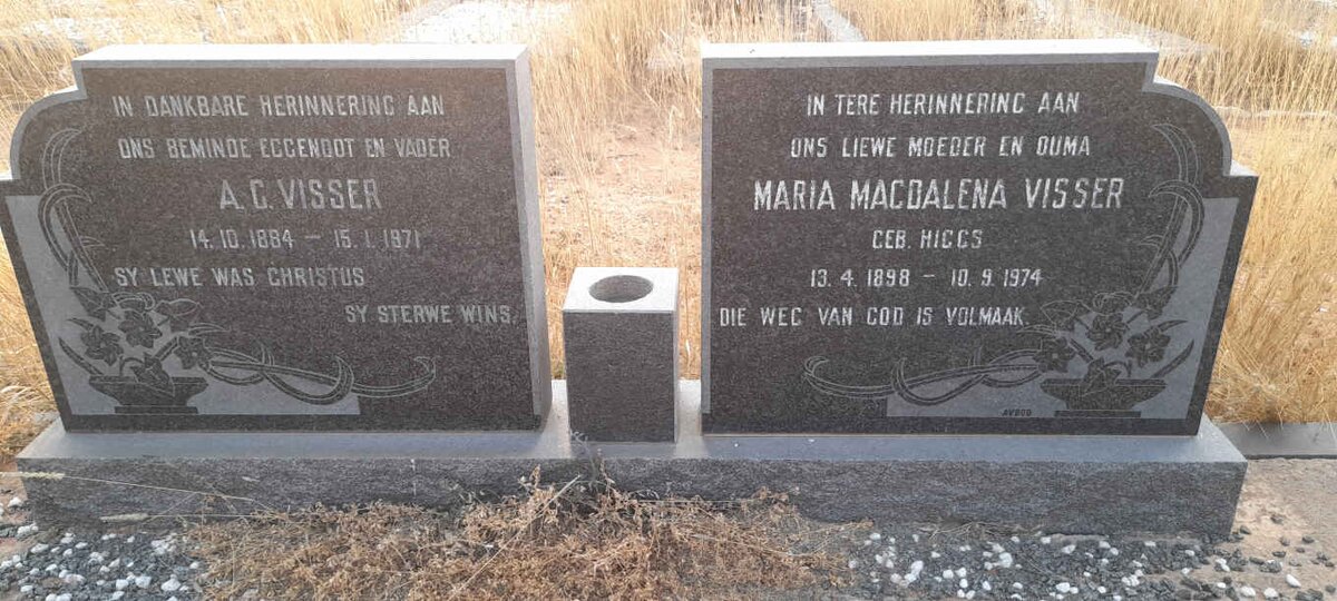 VISSER A.G. 1884-1971 &amp; Maria Magdalena HIGGS 1898-1974