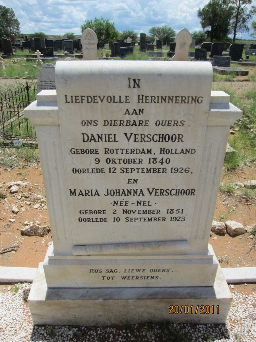 VERSCHOOR Daniel 1840-1926 &amp; Maria Johanna NEL 1851-1923