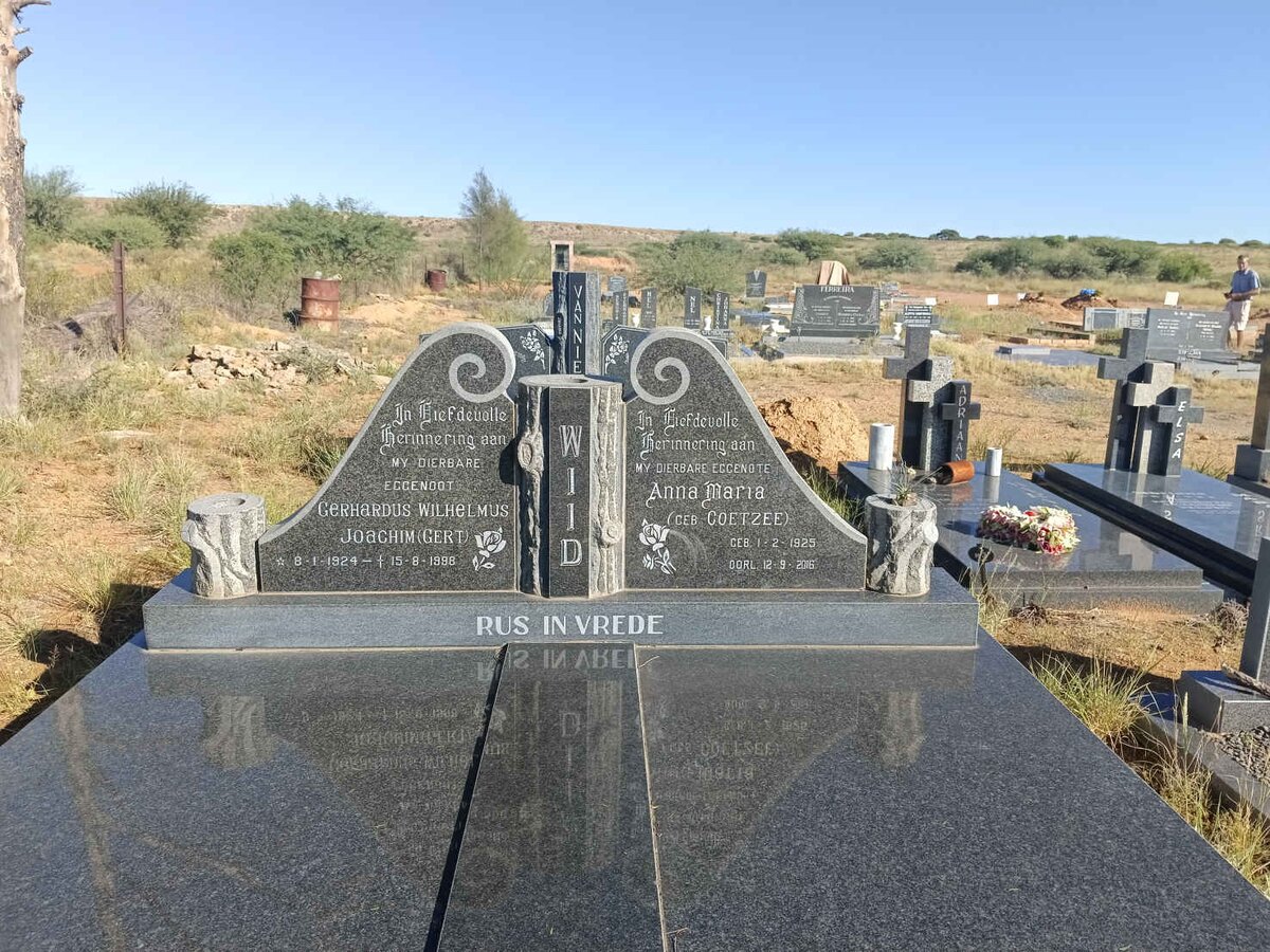WIID Gerhardus Wilhelmus Joachim 1924-1998 & Anna Maria COETZEE 1925-2016