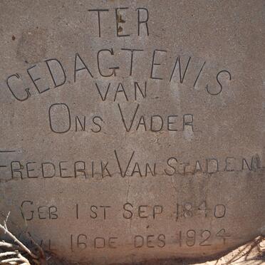 STADEN Frederik, van 1840-1924