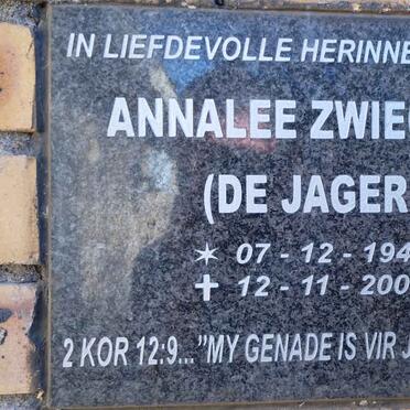 ZWIEGERS Annalee nee DE JAGER 1948-2009