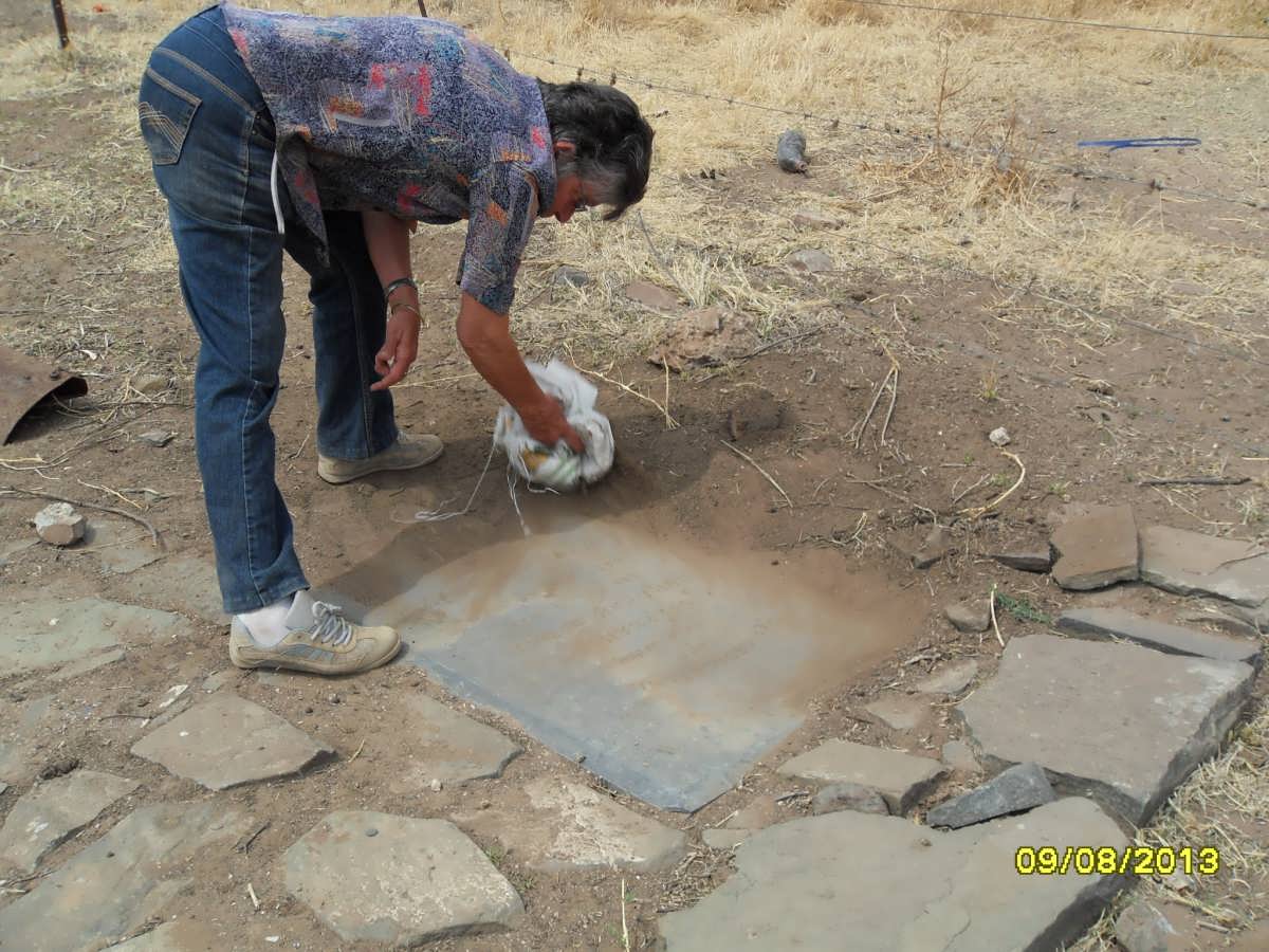 6. Cleaning up the tombstone of Stephanus Abraham du Toit