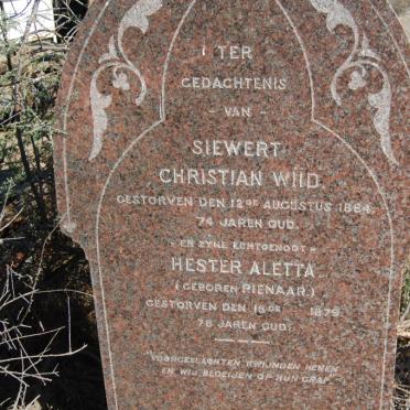 WIID Siewert Christian -1884 &amp; Hester Aletta PIENAAR -1879