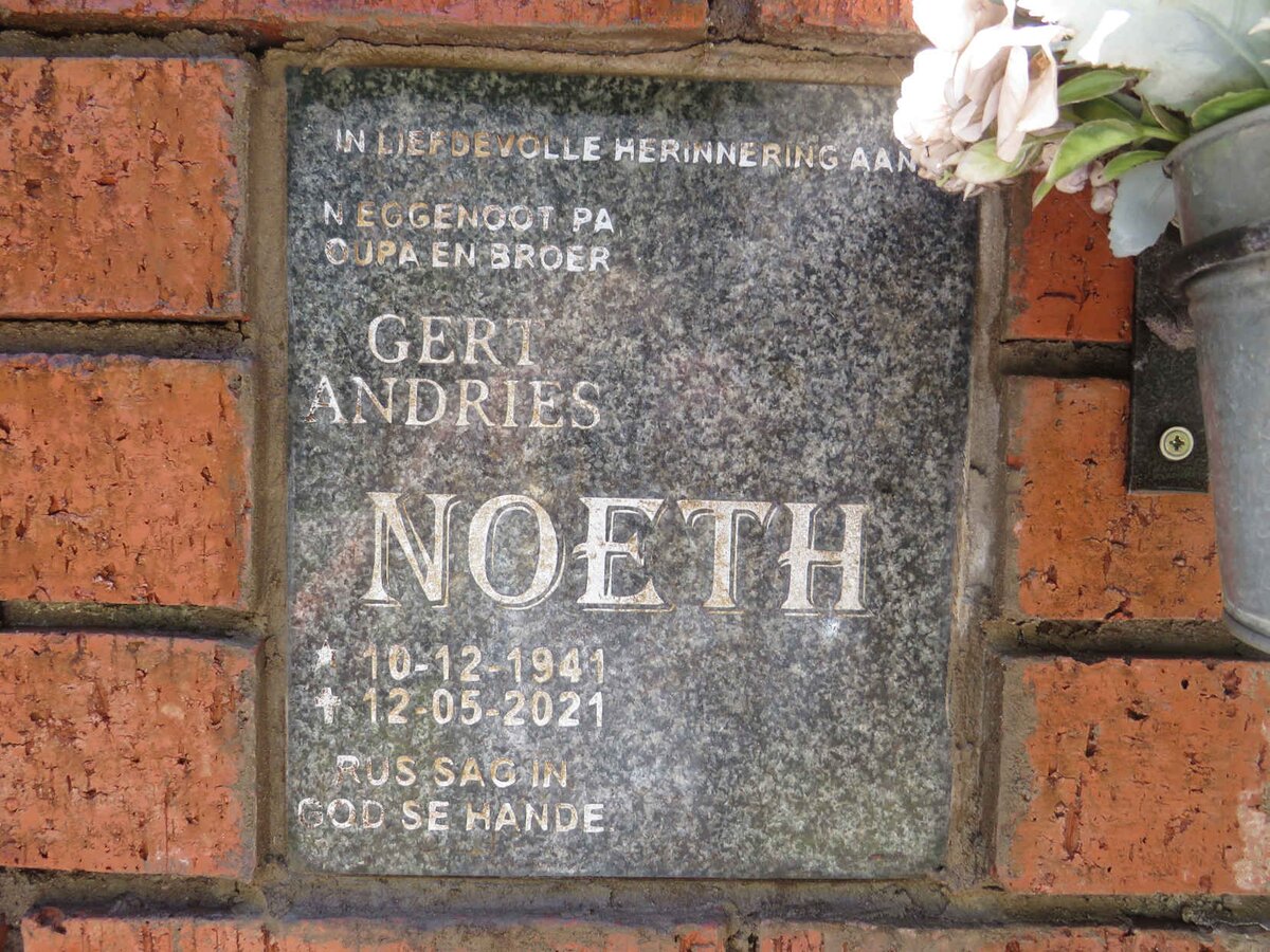 NOETH Gert Andries 1941-2021