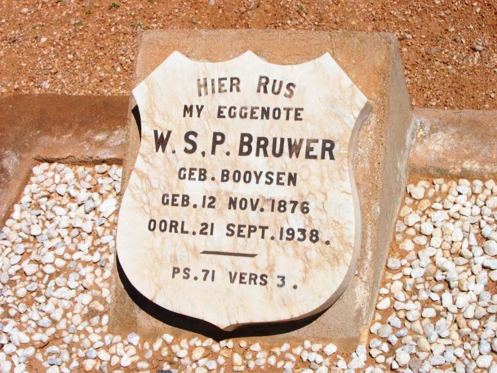 BRUWER W.S.P. nee BOOYSEN 1876-1938