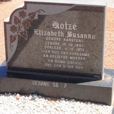 KOTZé Elizabeth Susanna nee KARSTENS 1880-1975