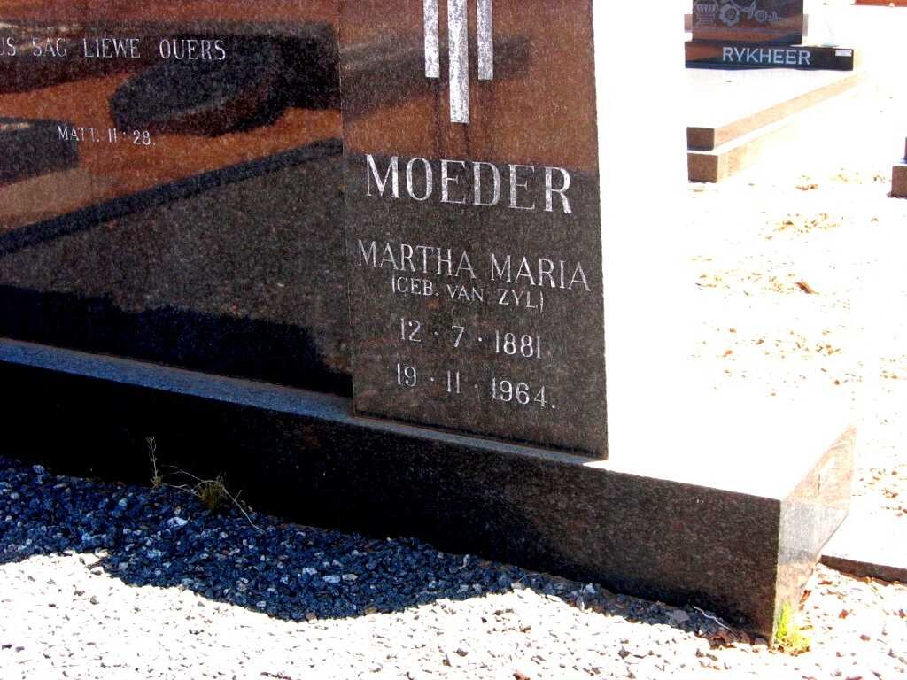 RYKHEER Martha Maria nee VAN ZYL 1881-1964