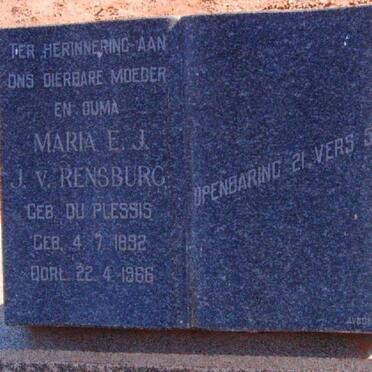 RENSBURG Maria E.J., v. nee DU PLESSIS 1892-1966
