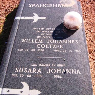 SPANGENBERG Willem Johannes Coetzee 1920-1998 &amp; Susara Johanna 1938-