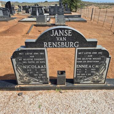 RENSBURG Nicolaas, Janse van 1897-1986 & A.C.M. 1903-1998