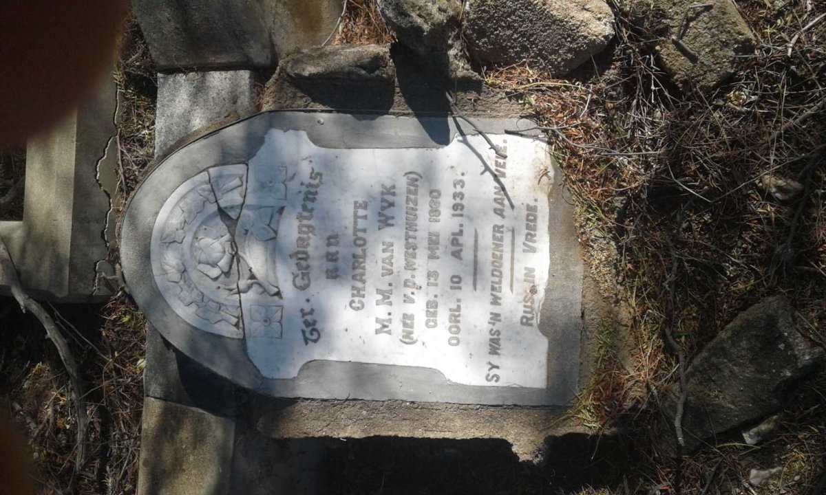 WYK Charlotte M.M., van nee V.D. WESTHUIZEN 1860-1933