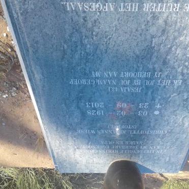 WIESE Christoffel Johannes 1928-2013