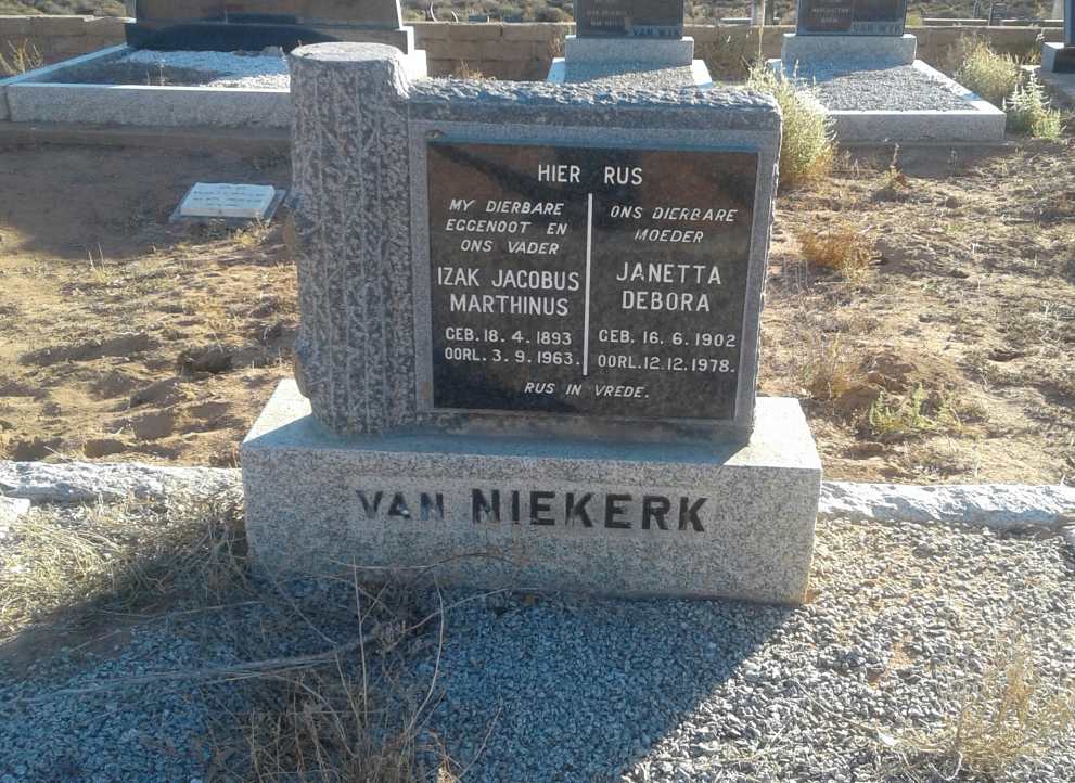 NIEKERK Izak Jacobus Marthinus, van 1893-1963 &amp; Janetta Debora 1902-1978