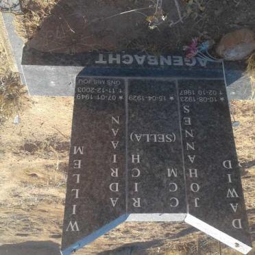 AGENBACHT Dawid Johannes 1923-1987 &amp; C.C.M. RICH 1929- :: AGENBACHT Willem Adriaan 1949-2003